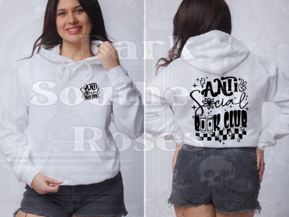π Anti Social Book Club | Pocket + Back Design Hoodie