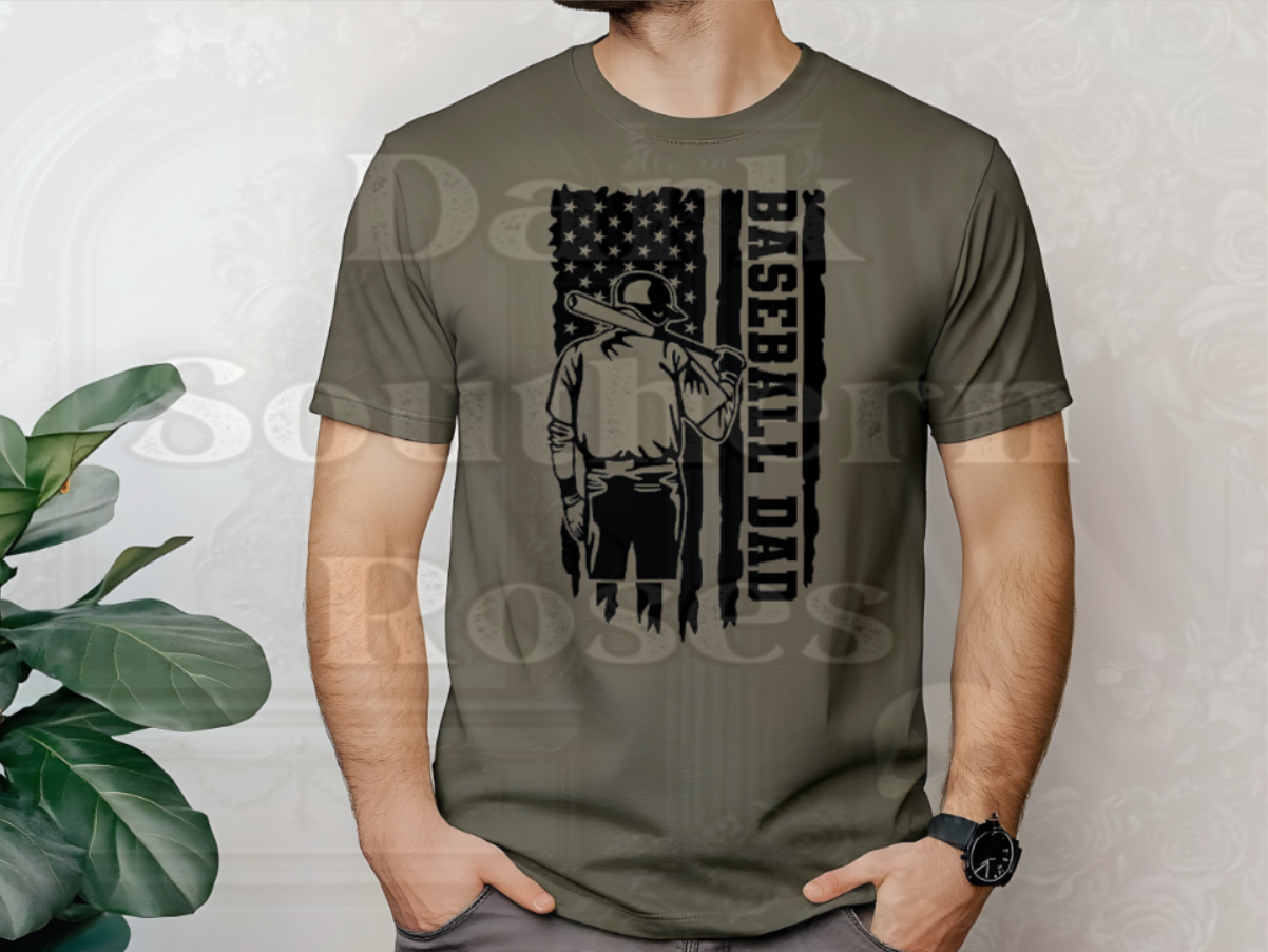 ⚾ Baseball Dad T-Shirt | Sports Dad Shirt | Baseball Tee | Dark Southern Roses