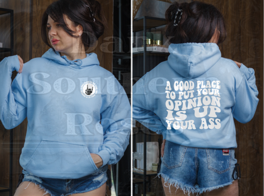 A Good Place to Put Your Opinion | Unisex Hoodie (Back & Pocket Design)