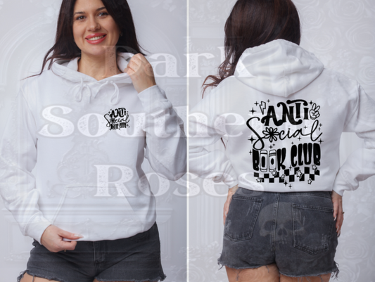 📚 Anti Social Book Club | Pocket + Back Design Hoodie