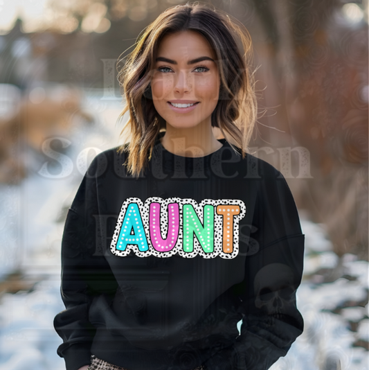 💖 AUNT with Polka Dots | Cozy Crewneck Sweater