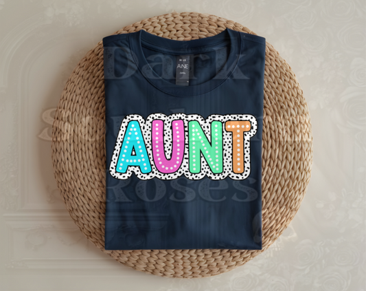 💖 AUNT with Polka Dots | Graphic T-Shirt