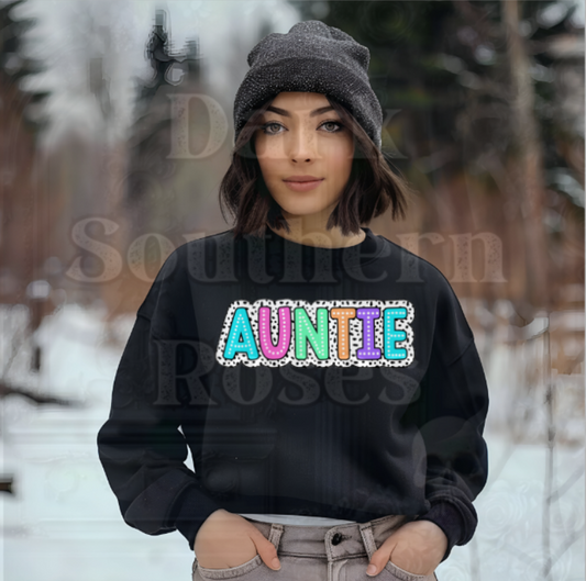 🌸 AUNTIE with Polka Dots | Cozy Crewneck Sweater