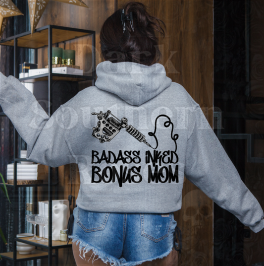 🖤Badass Inked Bonus Mom Hoodie | Tattoo Mom Hoodie | Dark Southern Roses