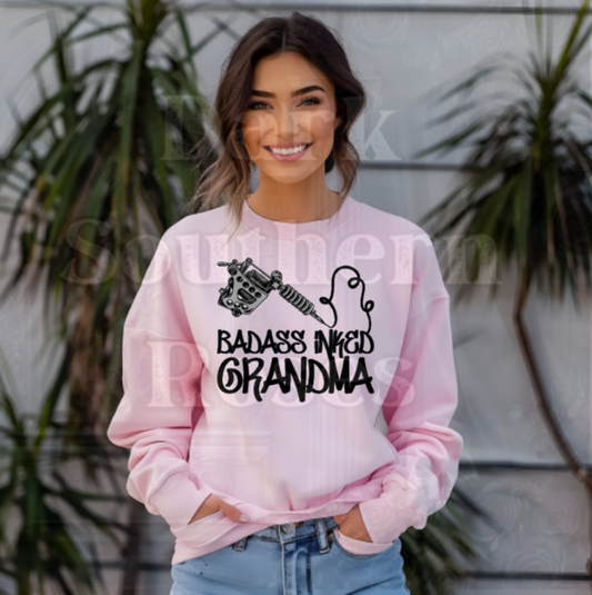 💖Badass Inked Grandma Sweatshirt | Tattoo Grandma Crewneck | Dark Southern Roses