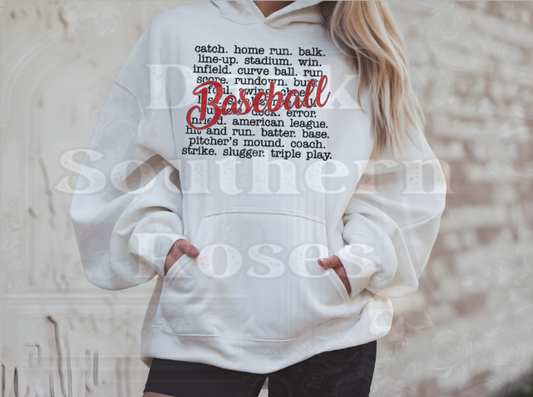 ⚾Baseball Hoodie | Baseball Lover Hoodie | Game Day Sweatshirt | Dark Southern Roses