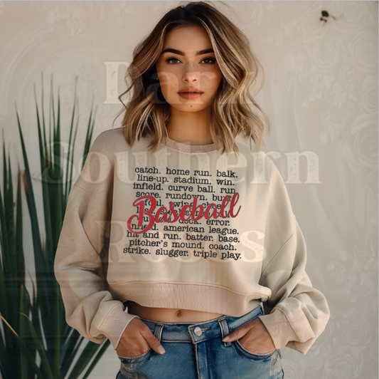 🖤 Baseball Sweatshirt | Game Day Crewneck | Baseball Lover Sweater | Dark Southern Roses