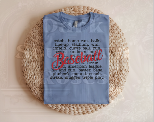 ⚾Baseball T-Shirt | Game Day Shirt | Baseball Fan Tee | Dark Southern Roses