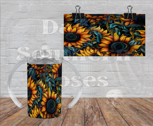 Bright Sunflower Sippy Cup | Rustic Yellow Floral