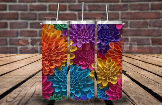 Bright Flower Tumbler | Rainbow Floral | 20 oz Stainless Steel