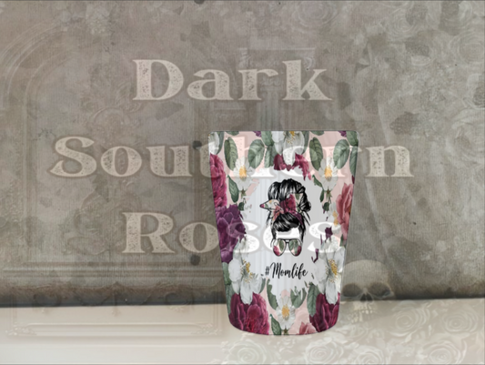 Burgundy Flower #MomLife | Ceramic Shot Glass